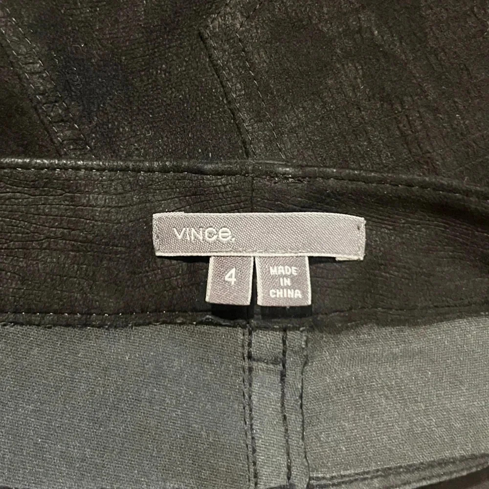 VINCE Genuine Leather Moto Style Bikercore Crocodile Skinny Jeans - Picture 7 of 7